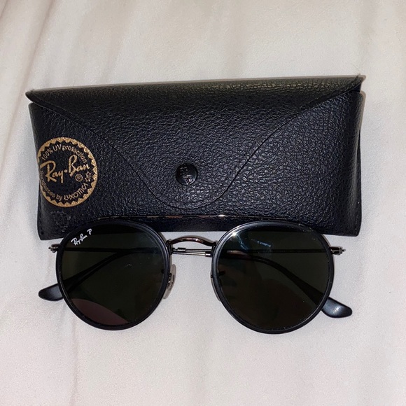 Ray-Ban Accessories - Polarized Black Ray Ban Round Double Bridge Sunglasses